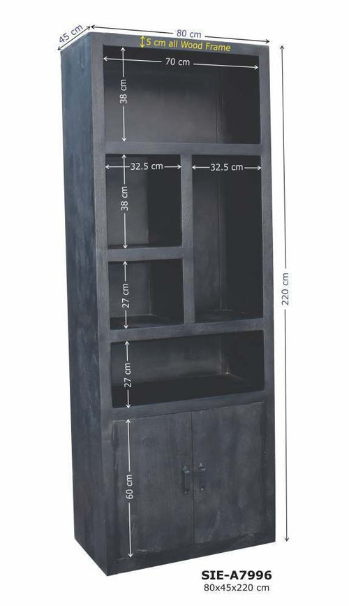Giga Meubel Wandkast Xander Klein - Zwart Mangohout - 80x45x220cm - vtwonen shop