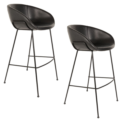 Zuiver Feston Barkrukken rugleuning 76 cm Zwart  - Set van 2