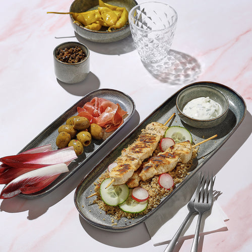 Salt & Pepper - Serveerschaal 29x10xH2cm groen/blauw Meridian - Set van 2