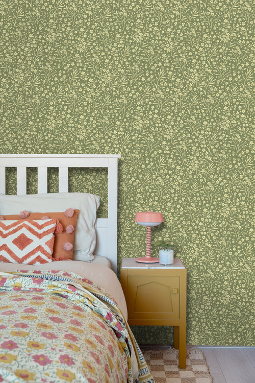 ESTAhome behang bloemetjes groen - 50 x 900 cm - 131210 - vtwonen shop