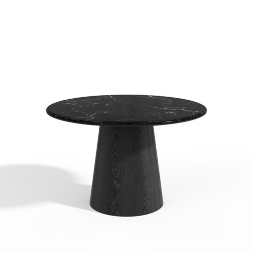Premium Interiors - Eettafel VERO - multiplex en marmer zwart marmer en zwart hout 120cm