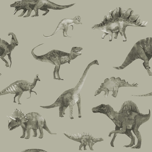 ESTAhome behang dinosaurussen vergrijsd groen - 50 x 900 cm - 131205