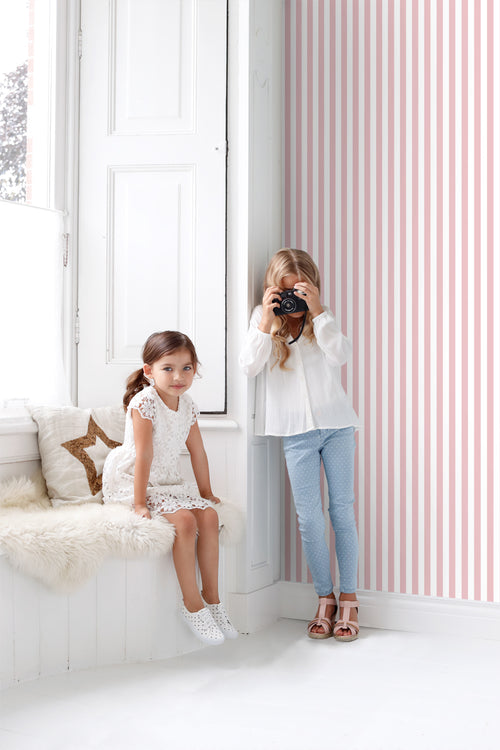 ESTAhome behang strepen roze en wit - 50 x 900 cm - 130951 - vtwonen shop