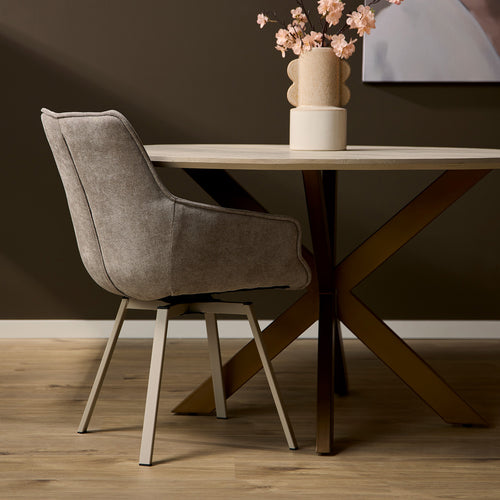 StarFurn Eetkamerstoel Mees - Taupe Stof - Set van 2 - vtwonen shop