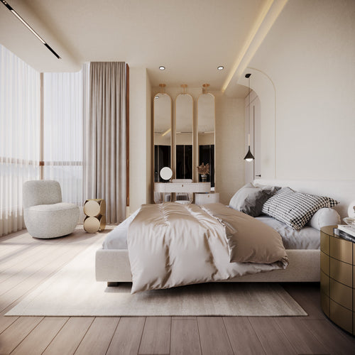 Sia Home -  JENA - Bouclette stof - Grijs-beige - 65cm - vtwonen shop