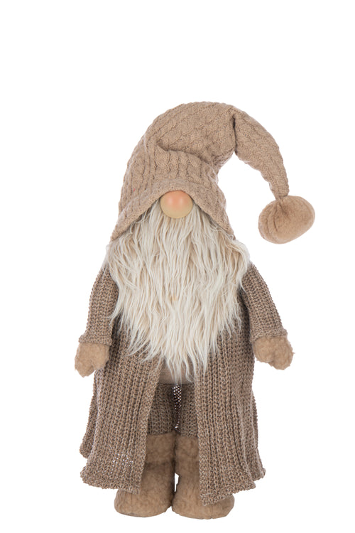 J-Line figuur Kerstman Winter - polyresin - wit/taupe - vtwonen shop