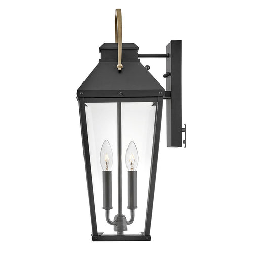 Wandlaterne für den Außenbereich, traditionell, Schwarz, Akzent in brünierter Bronze, IP44, 2 x E14