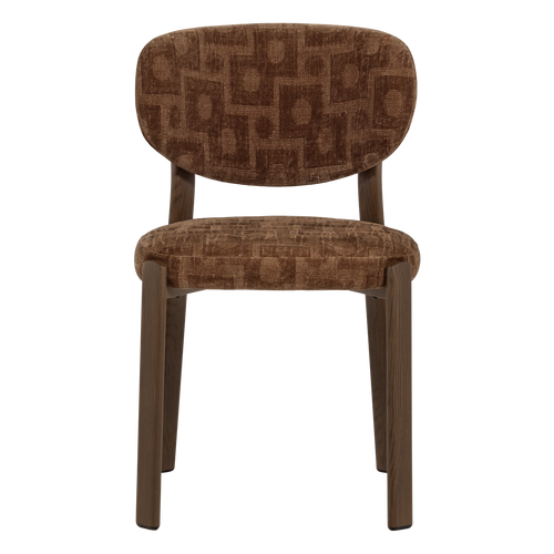 WOOOD eetkamerstoel Foon - 3d Structuurstof - Bruin - Set Van 2 - 81x48x55