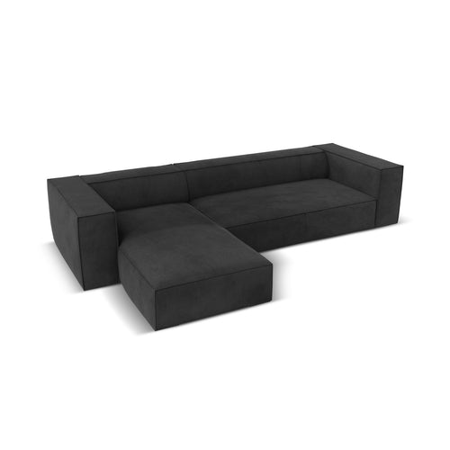 Cosmopolitan Design - Linker hoekbank Turin 5-zits, structurele stof donkergrijs - 173x290x68cm