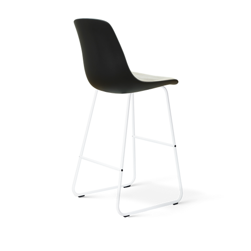 Nolon Nino-Liv barkruk zwart met naturelbeige zitkussen - wit onderstel - 75 cm - vtwonen shop