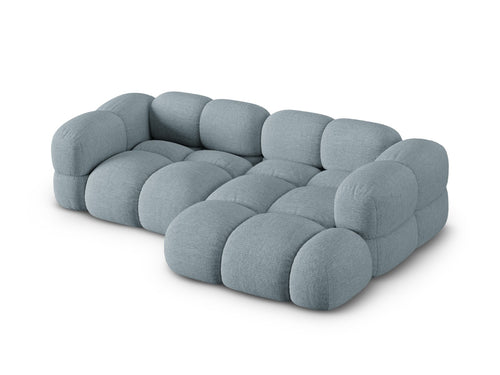 Cosmopolitan Design rechter hoekbank Loretto 3-zits, structurele stof pastelblauw - 147x250x68cm