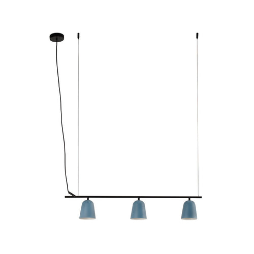 Faro STUDIO Hangende plafondlamp met 3 lichtbalken, mat zwart, blauw