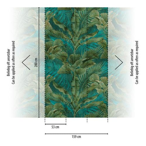 Livingwalls fotobehang jungle-motief groen en blauw - 159 x 280 cm - AS-391851