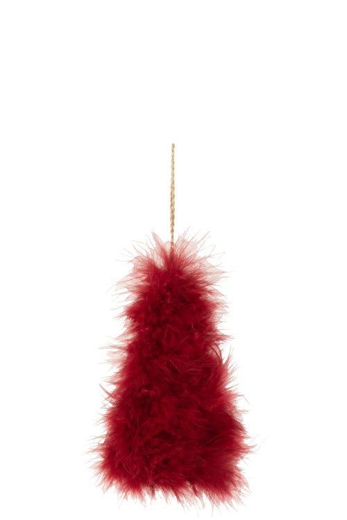 J-Line kersthanger Kerstboom - veren - rood - 3 stuks - vtwonen shop