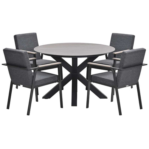 Garden Impressions tuinset Angela - Duuk - donker grijs - Ø120 cm - 5-delig