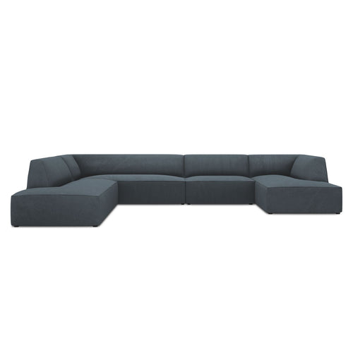 Cosmopolitan Design - Panoramische hoekbank links Siena 7-zits, ribfluwelen blauw - 273x366x69cm