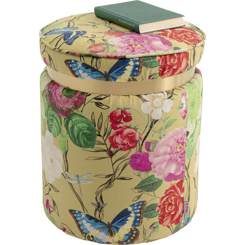 Kare Design Kruk Flower Fever Ø39cm geel