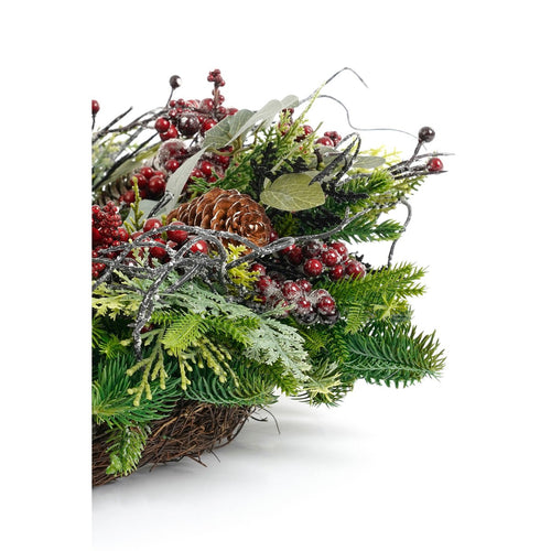 Mica Decorations Bodi Kerstkrans met Dennenappels - H11 x Ø40 cm - Bordeaux