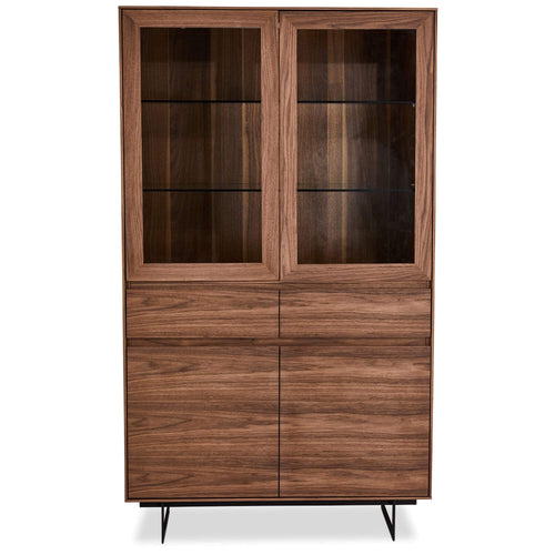 Furnhouse vitrinekast Tokyo - Amerikaanse walnoot - MDF, Amerikaans walnootfineer - 45x110x190
