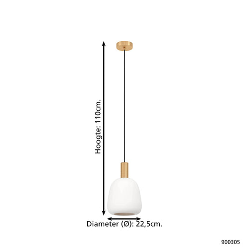 EGLO hanglamp Manzanares - e27 - ø 22,5 cm - wit/goud - vtwonen shop