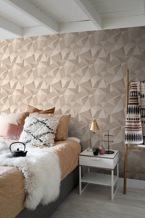 Sanders & Sanders behang grafisch 3D motief beige - 50 x 900 cm - 935272