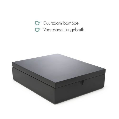Bredemeijer - Theedoos 9 vaks gesloten bamboe zwart