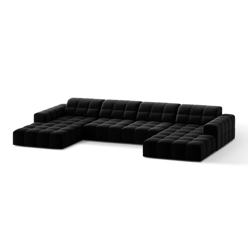 Cosmopolitan Design - Panoramische bank Chicago 6-zits, flueel zwart - 167x375x78cm