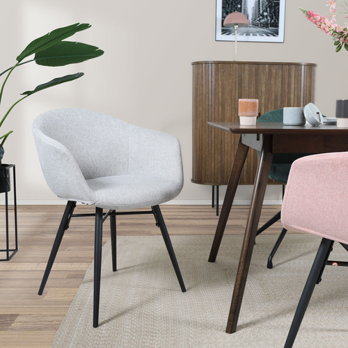 Nolon Nova-Otis Eetkamerstoel Lichtgrijs - Armleuningen - Zwart