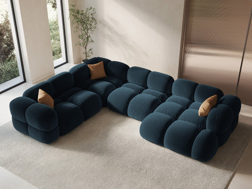 Cosmopolitan Design Panoramische hoekbank links Loretto 5-zits, flueel diepe olie - 250x345x68cm