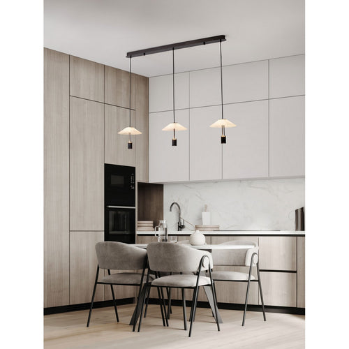 Nova Luce ANAFI Hanglamp voor aan het plafond, zandkleurige zwarte LED-lamp, 24W, 1185lm, 3000K