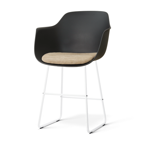 Nolon Nino-Liz barkruk zwart met nougatbruin zitkussen - wit onderstel - 65 cm