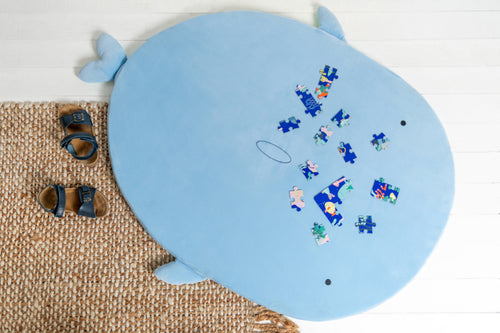 J-Line speelmat Haai 2-zijdig - polyester - blauw/muntgroen