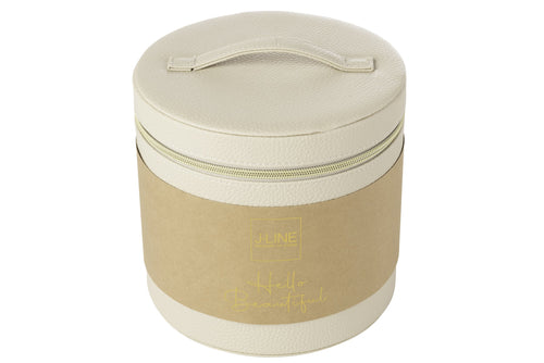 J-Line toilettas Rond + spiegel - kunstleder - beige