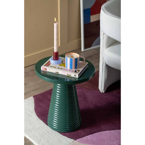 Leitmotiv bijzettafel Catania Ribbed - groen - Ø40cm