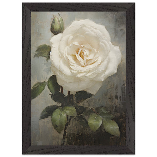 Artfulprints Poster met Lijst White rose   - A4 21x29.7 cm - Wit