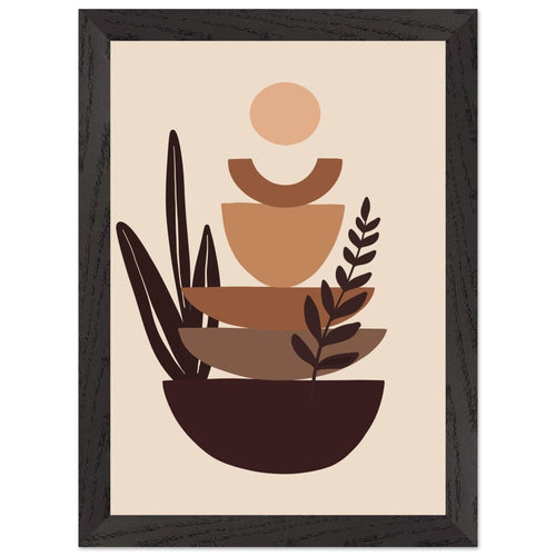Artfulprints Poster met Lijst Boho – Balanced earth   - A4 21x29.7 cm - Bruin