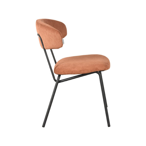 LABEL51 Eetkamerstoel Zack - Oranje Ribstof - Zithoogte 48cm - Set van 2