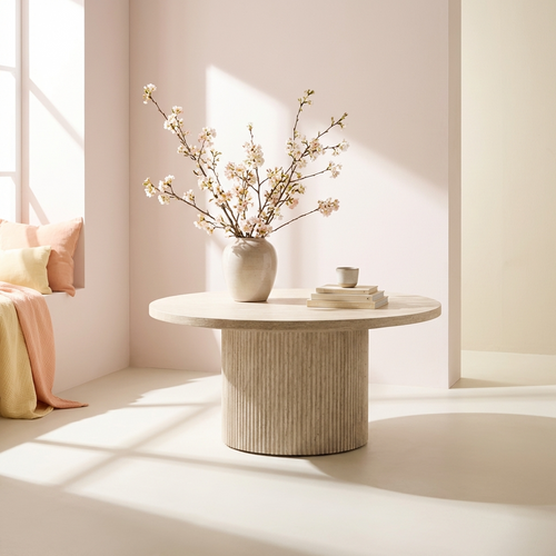 Rebellenclub  Junon Salontafel - ø80 cm - Travertin