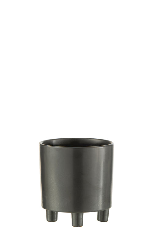 J-Line bloempot Smoke - keramiek - grijs/zwart - medium - Ø 15 cm - vtwonen shop