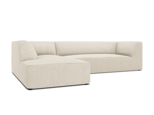 Micadoni - Linker hoekbank "Ruby" 4 zitplaatsen, ribfluwelen, lichtbeige - 180x273x69cm