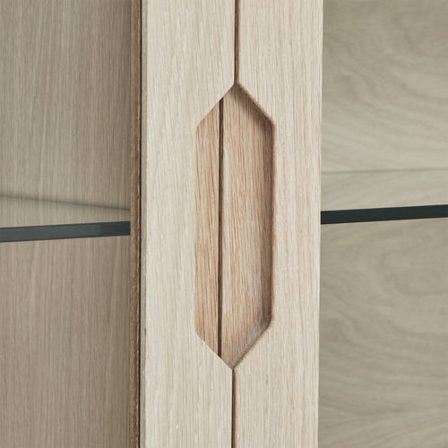 Furnhouse 3-deurs wandkast Nyborg - Witte olie - MDF, Eikenfineer, Glas - 34x180x60