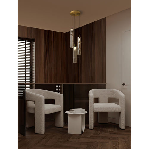 Nova Luce SANO Hanglamp met clusterdesign, glanzend geborsteld goud, cognac LED 9W 540lm 3000K