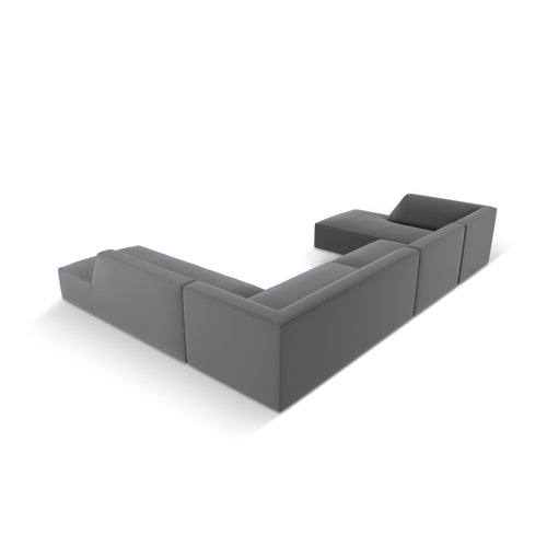 Cosmopolitan Design - Modulaire panoramische hoekbank rechts Siena 7-zits, imitatieleer donkergrijs - 273x366x69cm