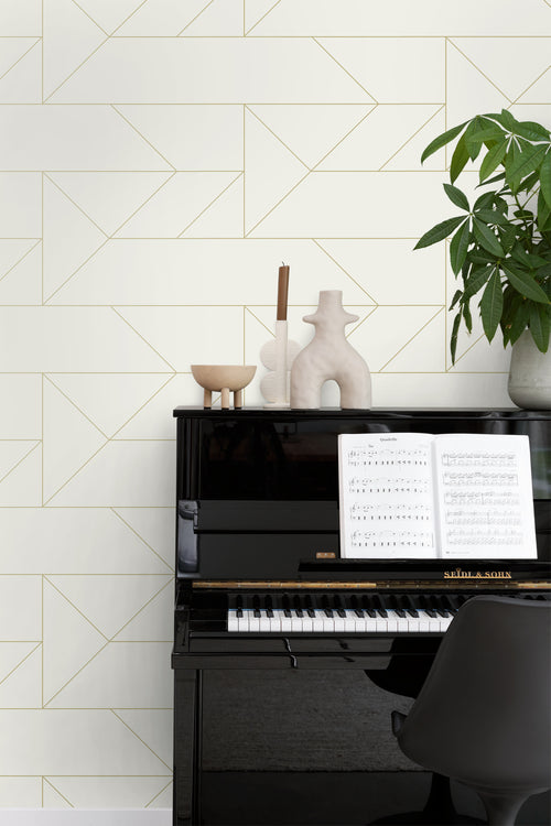 Origin Wallcoverings behang grafische lijnen beige en goud - 0,53 x 10,05 m - 347720 - vtwonen shop