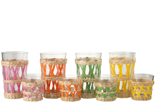 J-Line glas  Geweven - glas - mix - large - 4 stuks