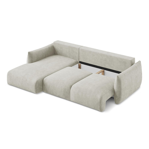 LaMiaSofa hoekbank links Savona - chenille stof - parel - 242x162x90