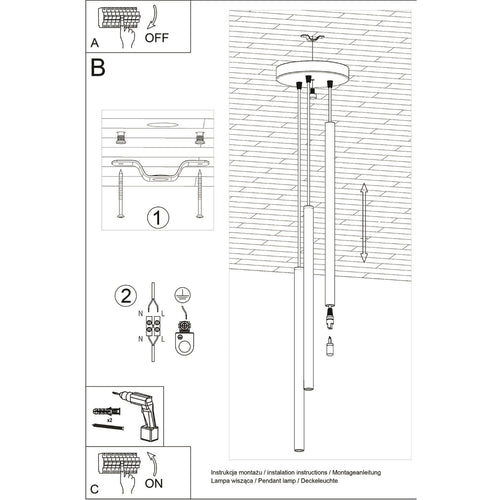 Sollux Lighting Hanglamp PASTELO 3P salie - 19,5x19,5x115cm
