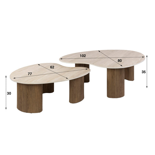 Giga Living Salontafel Ceramo Aperto - Organisch Travertin - Set Van 2