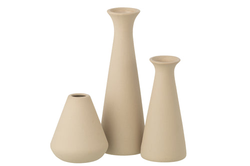J-Line vaas Soliflore - polyresin - beige - set van 3