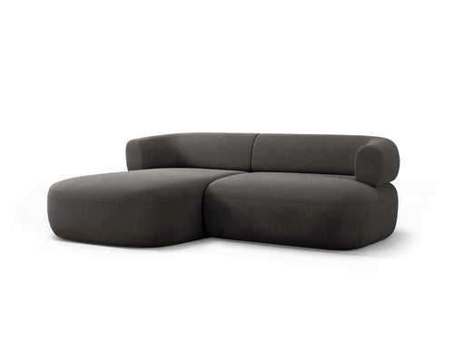Micadoni linker hoekbank Jenny 5-zits, flueel donkergrijs - 145x200x73cm
